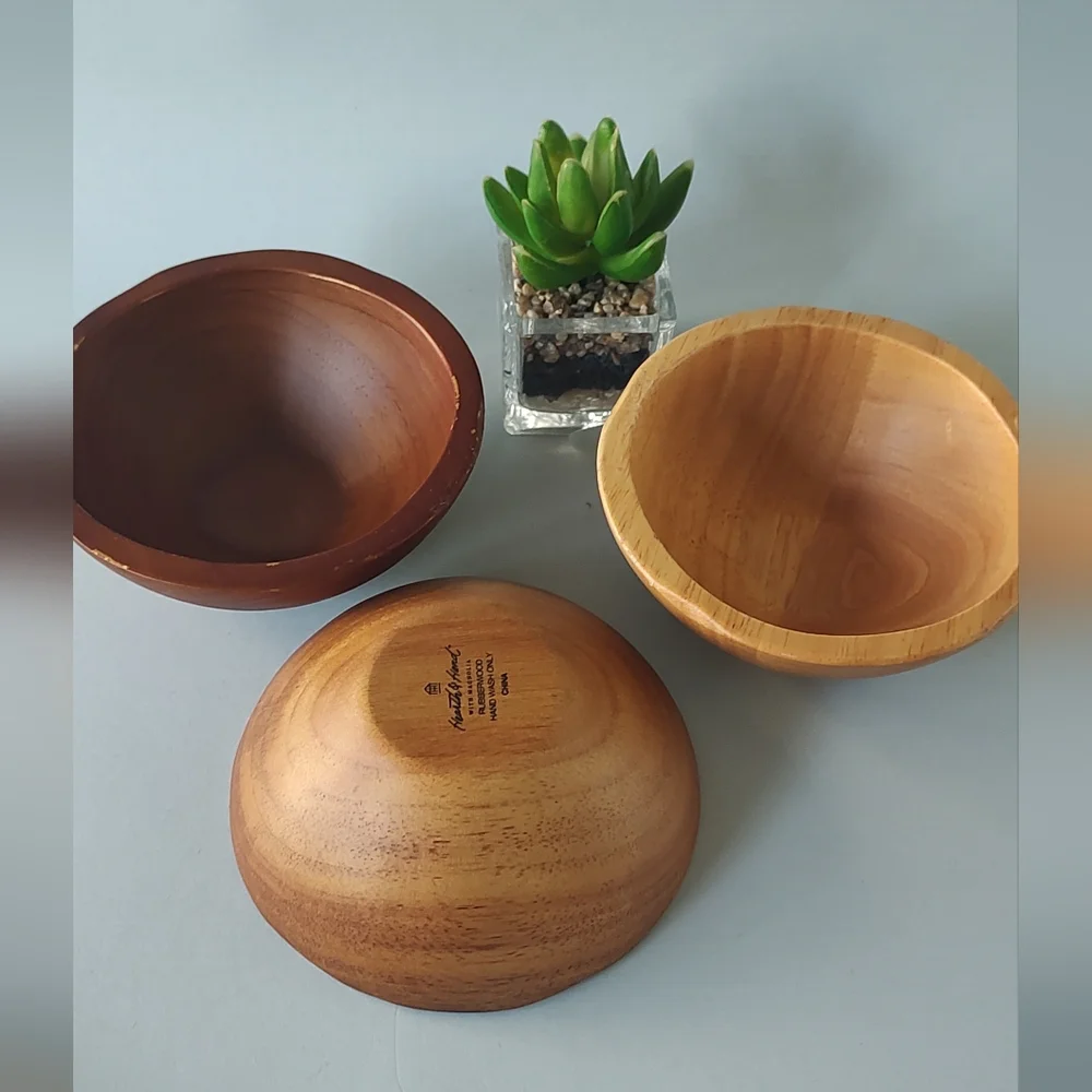 Hearth & Hand Rubberwood Bowl 3 Pieces Mini Style Boho Farmhouse